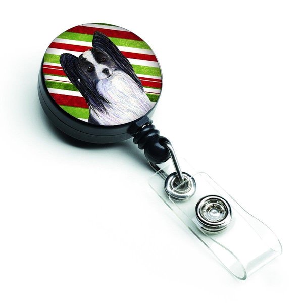 Carolines Treasures Papillon Candy Cane Holiday Christmas Retractable Badge Reel SS4574BR